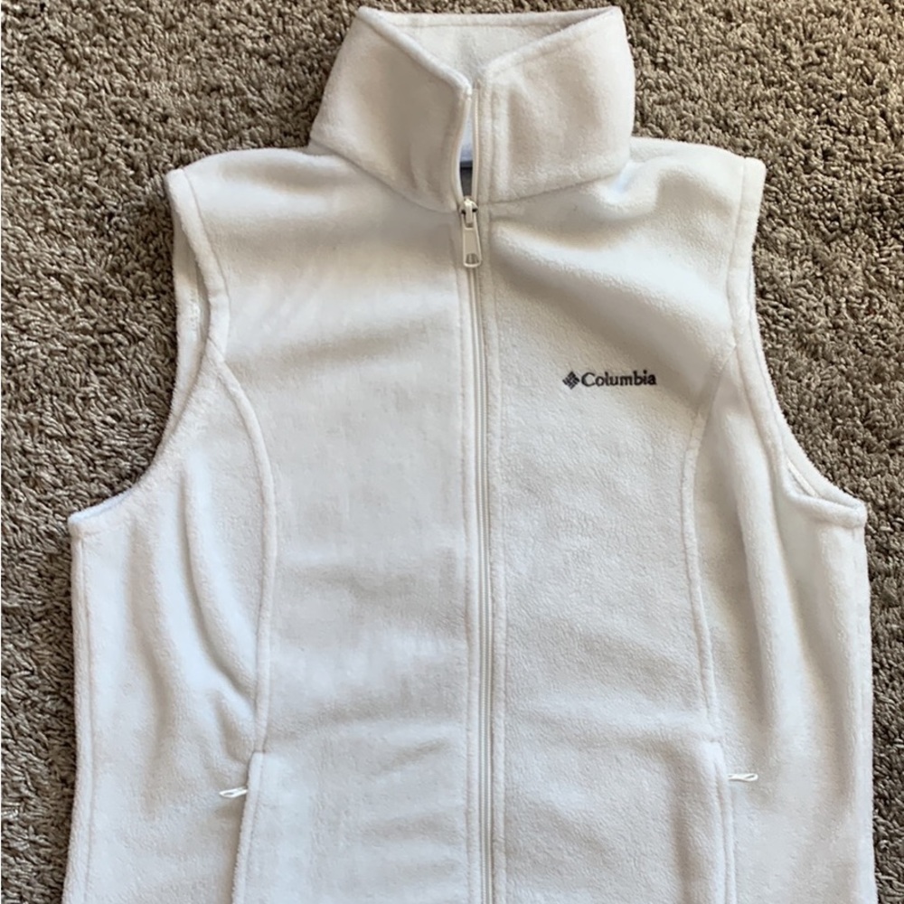 Columbia Sportswear Company Winter White Full Zip Fleece Vest Womens Size Small